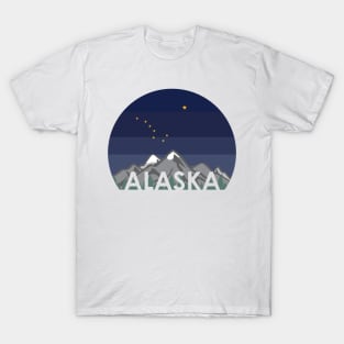 Alaska Cruise with Mountains and Alaska State Flag at Night T-Shirt